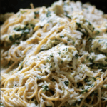 Garlic Chicken & Kale Spaghetti in pot
